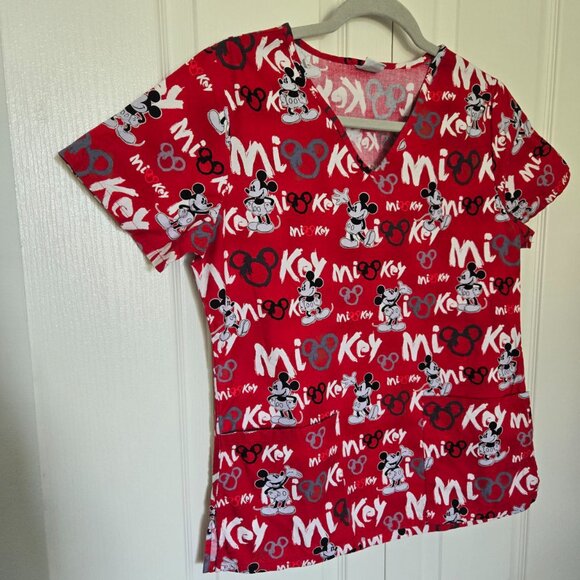 Pair of Disney Mickey and Minnie Mouse scrub Tops - Picture 8 of 11